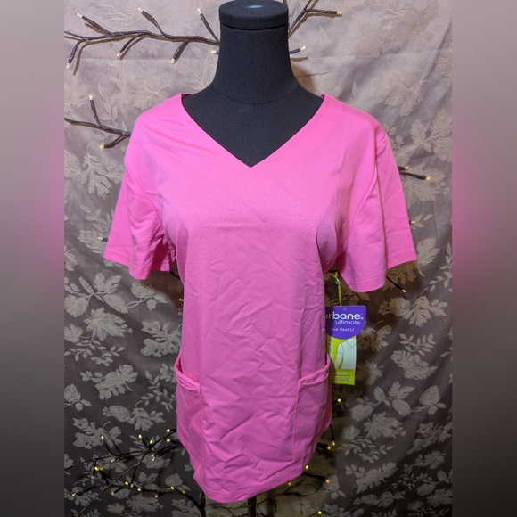 Urbane Tops - Urbane Ultimate Contemporary Fit Pink Scrub Top, Size L, NWT!